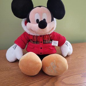 Mickey Mouse Disney 2011 plush  Red plaid coat  corduroy pants